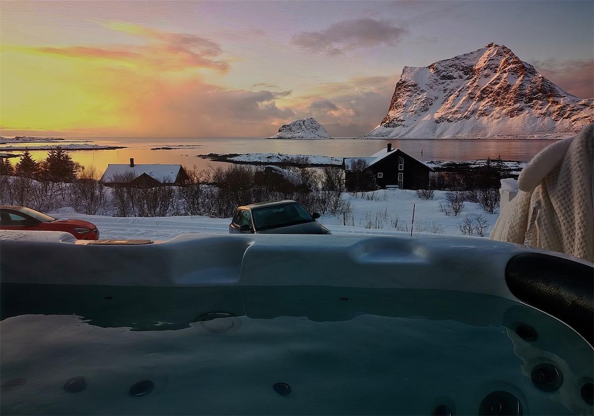 Jacuzzi on the terrace at sunset